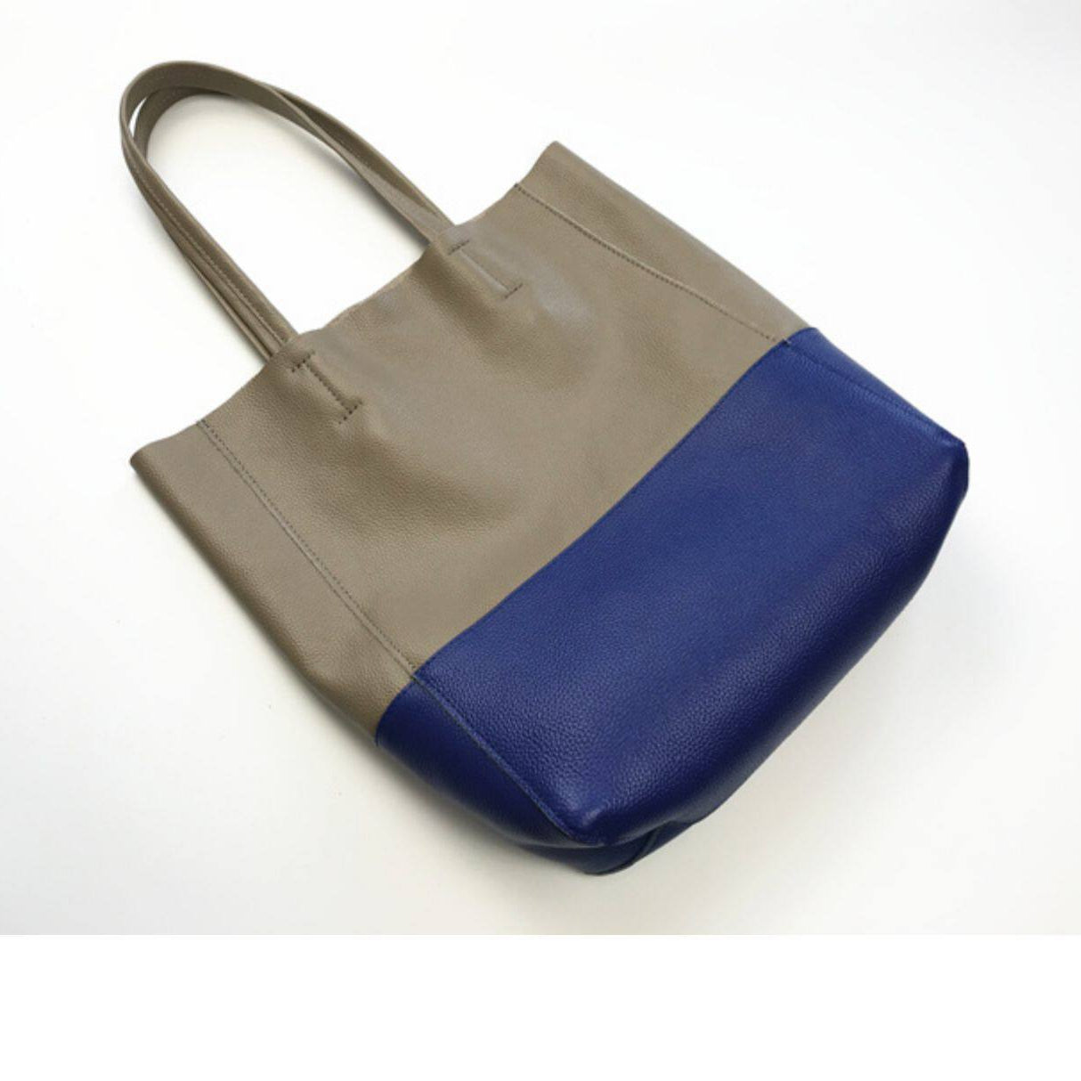 Custom Handcrafted Soft Grain Cowhide Leather Tote | Large Two-Tone Shoulder Bag for Laptop & Travel