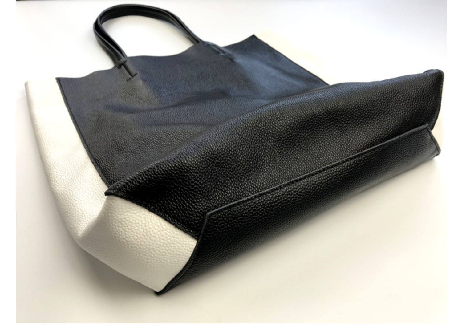 Custom Handcrafted Soft Grain Cowhide Leather Tote | Large Two-Tone Shoulder Bag for Laptop & Travel