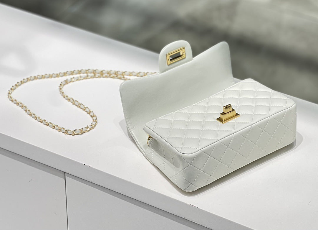Classic Caviar/Lambskin Flap Bag with Chain Ball | Genuine Caviar Leather Crossbody Bag, Leather Shoulder Purse, Chain Strap Lock Bag, Christmas Gift