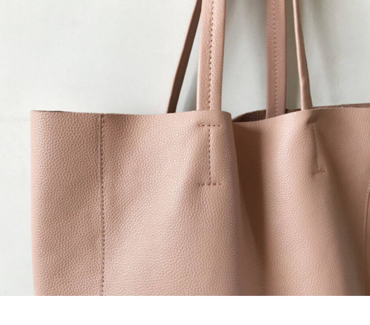 Large Soft Cowhide Leather Tote | Minimalist Oversized Shopper with Removable Inner Pouch