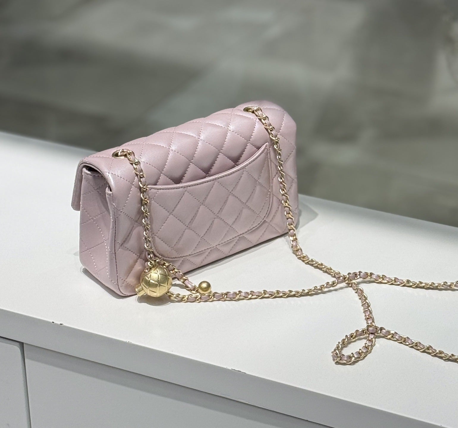 Classic Caviar/Lambskin Flap Bag with Chain Ball | Genuine Caviar Leather Crossbody Bag, Leather Shoulder Purse, Chain Strap Lock Bag, Christmas Gift