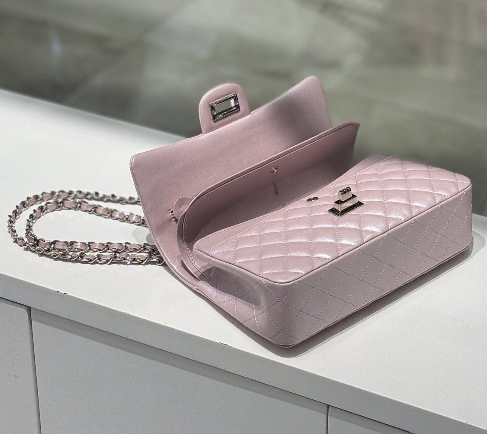 Classic Caviar/Lambskin Flap Bag with Chain Ball | Genuine Caviar Leather Crossbody Bag, Leather Shoulder Purse, Chain Strap Lock Bag, Christmas Gift