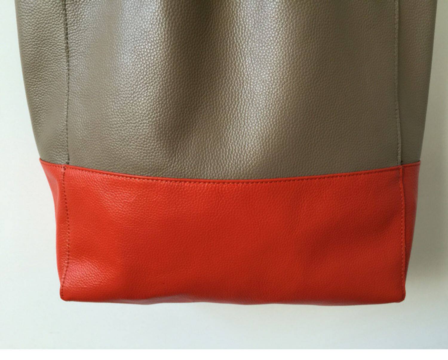Custom Handcrafted Soft Grain Cowhide Leather Tote | Large Two-Tone Shoulder Bag for Laptop & Travel