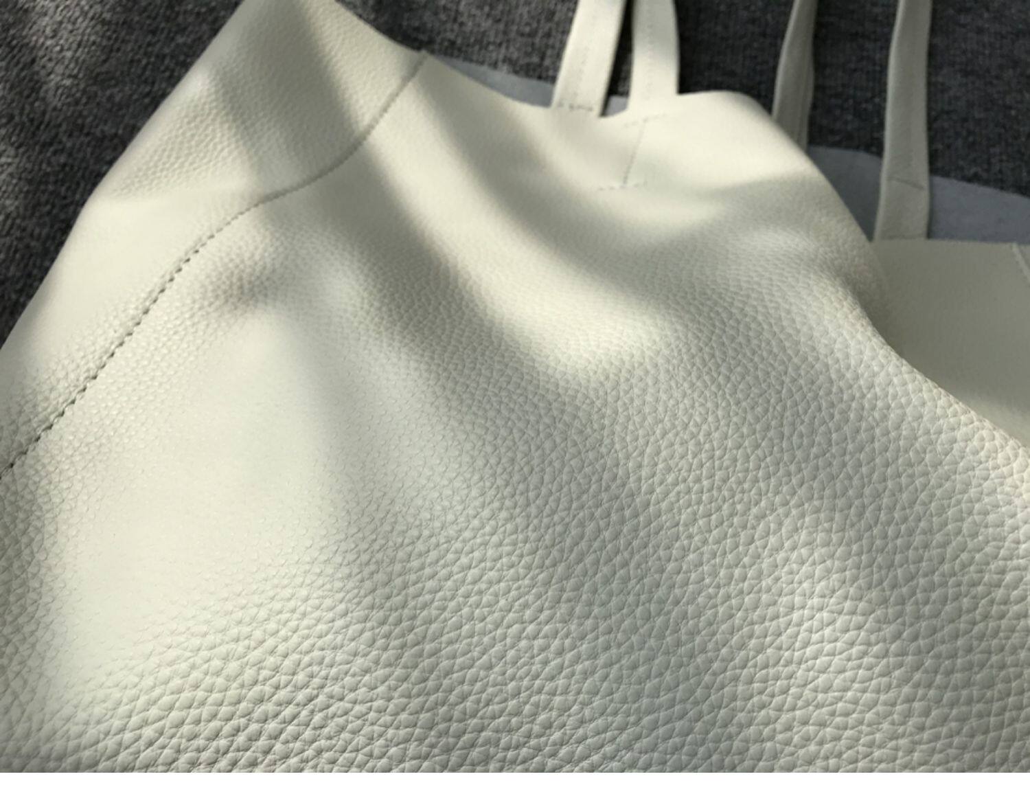 Large Soft Cowhide Leather Tote | Minimalist Oversized Shopper with Removable Inner Pouch