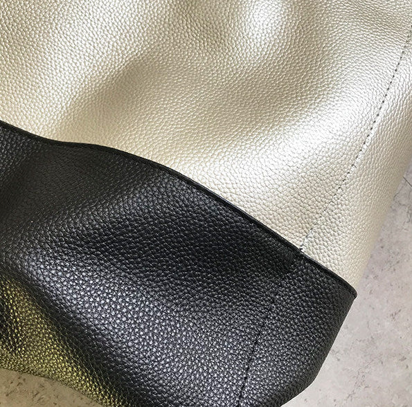 Custom Handcrafted Soft Grain Cowhide Leather Tote | Large Two-Tone Shoulder Bag for Laptop & Travel