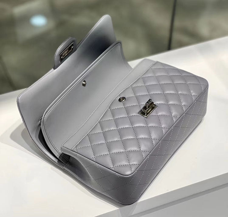 Classic Caviar/Lambskin Flap Bag with Chain Ball | Genuine Caviar Leather Crossbody Bag, Leather Shoulder Purse, Chain Strap Lock Bag, Christmas Gift