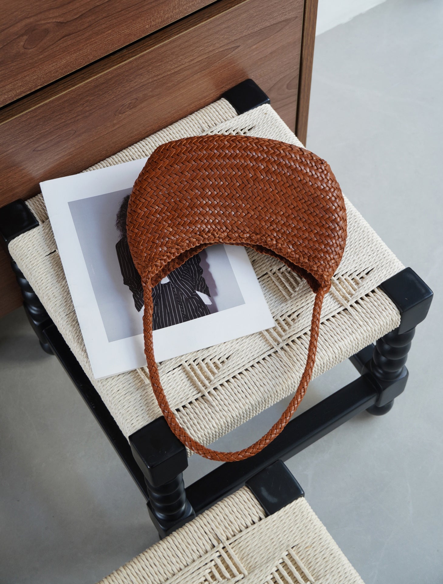 Artisanal Braided Leather Basket Bag, Handwoven Leather Hobo Bag, Full Grain Underarm Bag