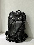 Distressed Vintage Leather Backpack | Unisex Full Grain Cowhide Rucksack | Multi-Zip Bag for Men and Women
