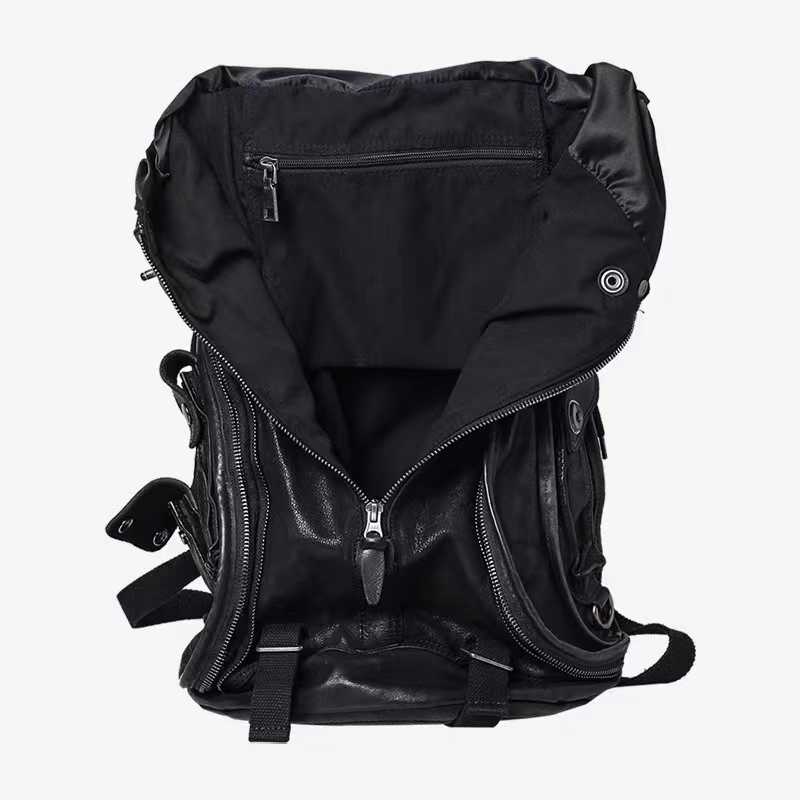Distressed Vintage Leather Backpack | Unisex Full Grain Cowhide Rucksack | Multi-Zip Bag for Men and Women