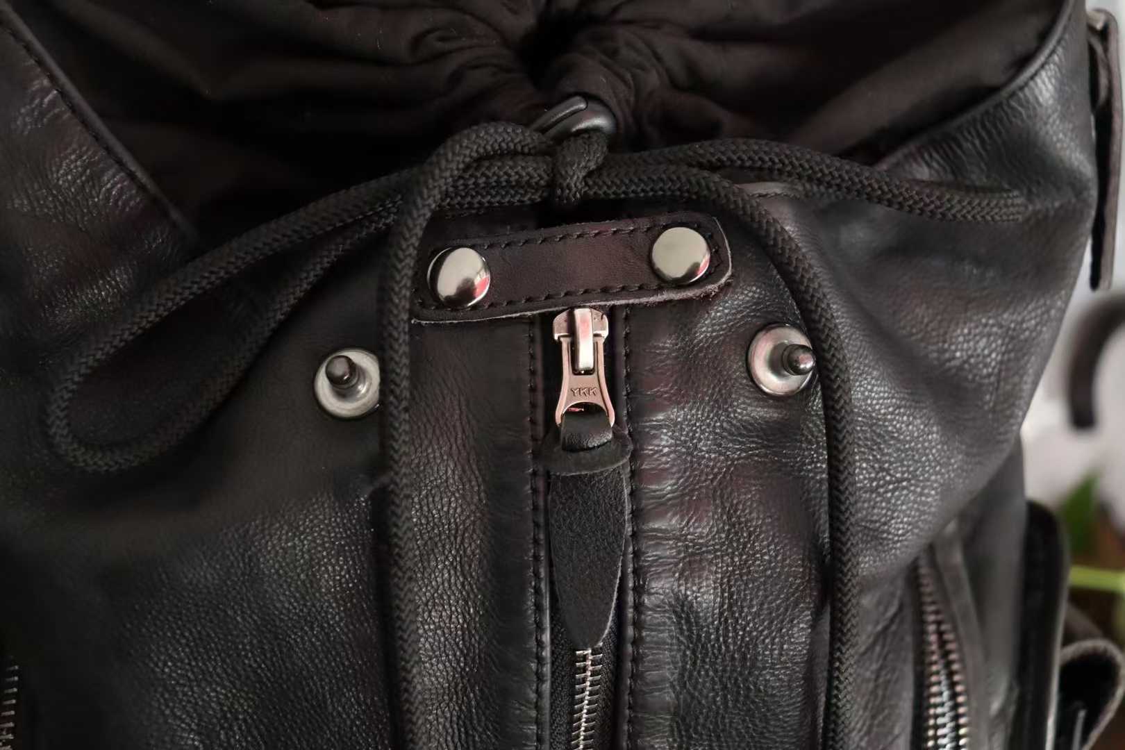 Distressed Vintage Leather Backpack | Unisex Full Grain Cowhide Rucksack | Multi-Zip Bag for Men and Women