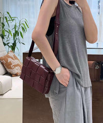 Elegant Lambskin Woven Crossbody Bag | Handcrafted Versatile Party Bag Wedding Clutch Bag