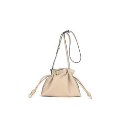 Elegant Small Cowhide Leather Shoulder Bag Crossbody Bag for Women with Drawstring Closure