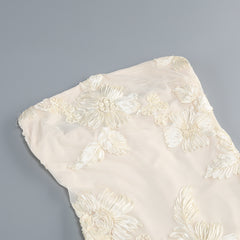 Elegant Floral Formal Gown Dress with Train, Slim Fit Luxury Backless Long Champagne Evening Dress for Weddings