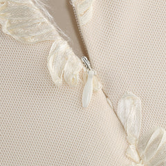 Elegant Floral Formal Gown Dress with Train, Slim Fit Luxury Backless Long Champagne Evening Dress for Weddings