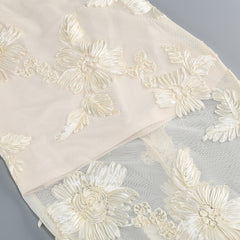 Elegant Floral Formal Gown Dress with Train, Slim Fit Luxury Backless Long Champagne Evening Dress for Weddings