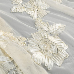 Elegant Floral Formal Gown Dress with Train, Slim Fit Luxury Backless Long Champagne Evening Dress for Weddings