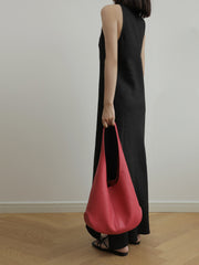 Essentials Genuine Leather Slouch Hobo Bag, Must-have Fashion Designer Bucket Tote Bag