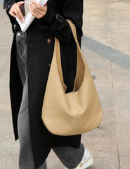 Essentials Genuine Leather Slouch Hobo Bag, Must-have Fashion Designer Bucket Tote Bag