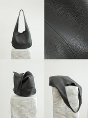 Essentials Genuine Leather Slouch Hobo Bag, Must-have Fashion Designer Bucket Tote Bag