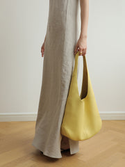 Essentials Genuine Leather Slouch Hobo Bag, Must-have Fashion Designer Bucket Tote Bag