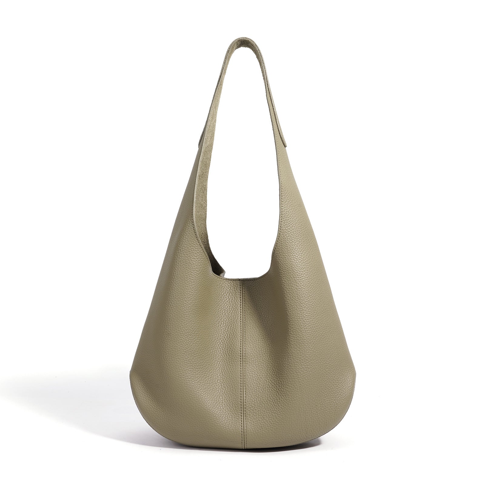 Essentials Slouchy Leather Hobo Bag, Must-have Fashion Designer Minimalist Handbag, Cowhide Bucket Bag