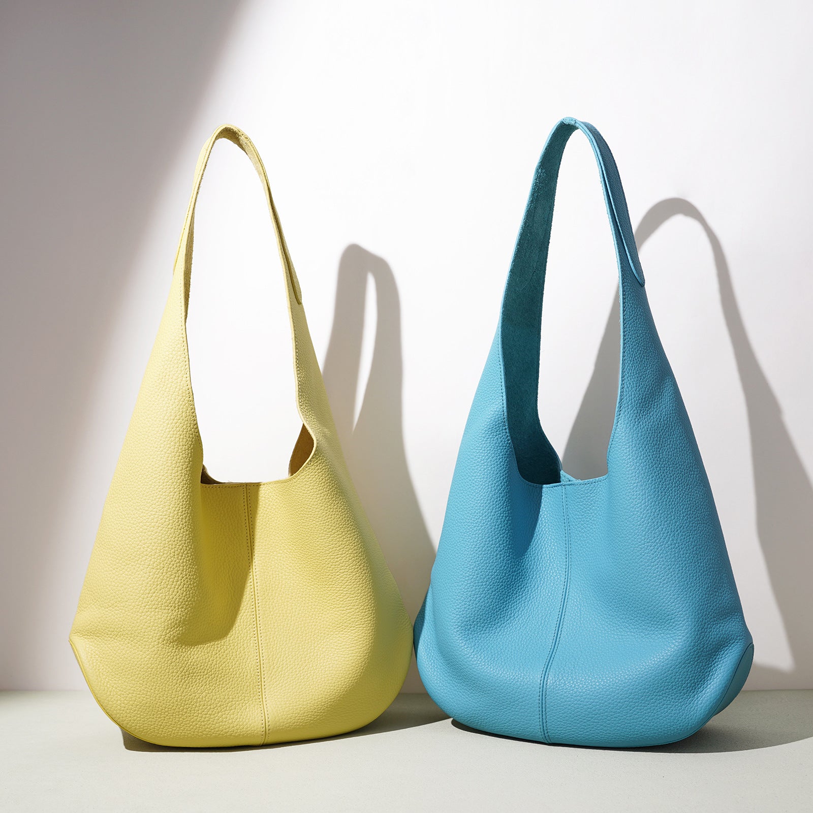 Essentials Slouchy Leather Hobo Bag, Must-have Fashion Designer Minimalist Handbag, Cowhide Bucket Bag