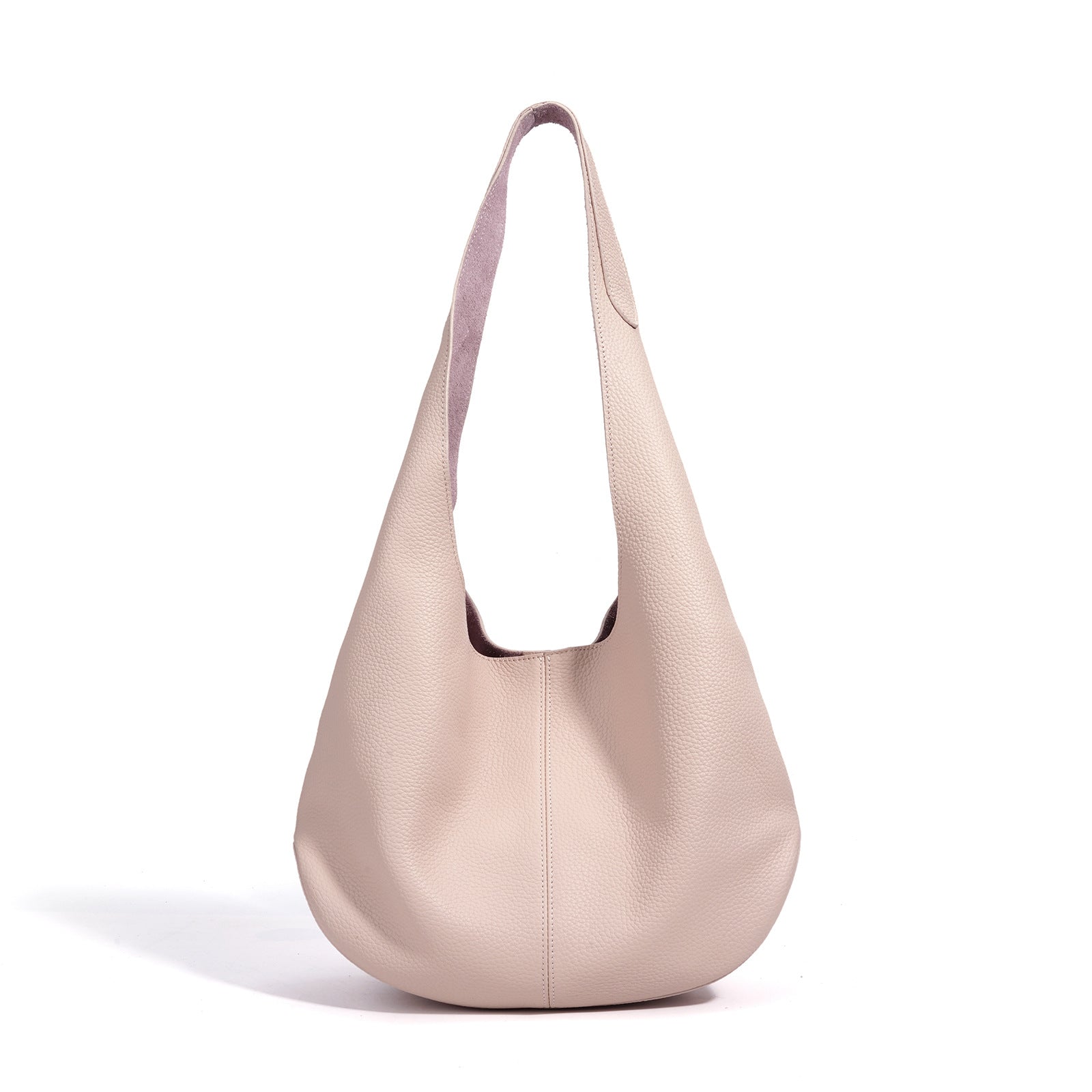 Essentials Slouchy Leather Hobo Bag, Must-have Fashion Designer Minimalist Handbag, Cowhide Bucket Bag