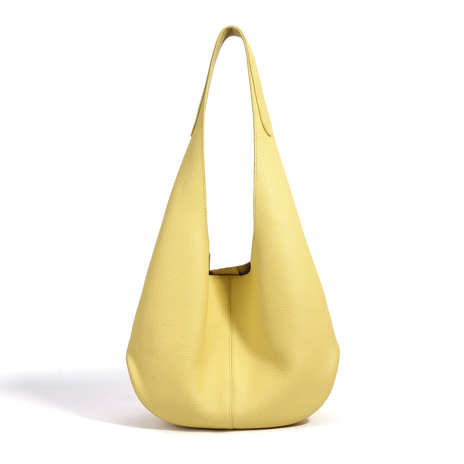 Essentials Slouchy Leather Hobo Bag, Must-have Fashion Designer Minimalist Handbag, Cowhide Bucket Bag