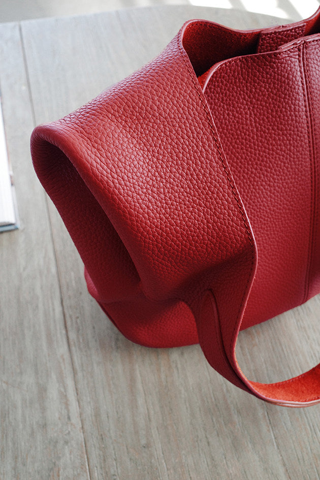 Essentials Slouchy Leather Hobo Bag, Must-have Fashion Designer Minimalist Handbag, Cowhide Bucket Bag