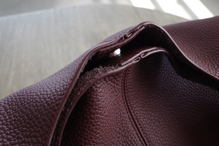Essentials Slouchy Leather Hobo Bag, Must-have Fashion Designer Minimalist Handbag, Cowhide Bucket Bag