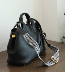 Everyday Essential Cowhide Leather Tote, Soft Full Grain Cowhide Shoulder Bag for Work & Travel