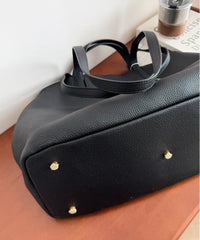 Everyday Essential Cowhide Leather Tote, Soft Full Grain Cowhide Shoulder Bag for Work & Travel