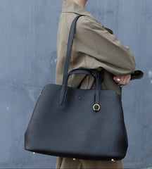 Everyday Essential Cowhide Leather Tote, Soft Full Grain Cowhide Shoulder Bag for Work & Travel