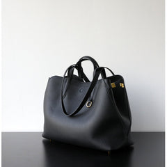 Everyday Essential Cowhide Leather Tote, Soft Full Grain Cowhide Shoulder Bag for Work & Travel