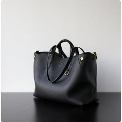 Everyday Essential Cowhide Leather Tote, Soft Full Grain Cowhide Shoulder Bag for Work & Travel
