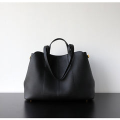 Everyday Essential Cowhide Leather Tote, Soft Full Grain Cowhide Shoulder Bag for Work & Travel