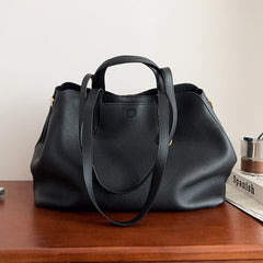 Everyday Essential Cowhide Leather Tote, Soft Full Grain Cowhide Shoulder Bag for Work & Travel