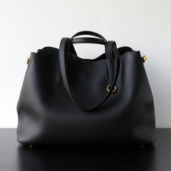Everyday Essential Cowhide Leather Tote, Soft Full Grain Cowhide Shoulder Bag for Work & Travel