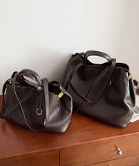 Everyday Essential Cowhide Leather Tote, Soft Full Grain Cowhide Shoulder Bag for Work & Travel