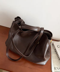 Everyday Essential Cowhide Leather Tote, Soft Full Grain Cowhide Shoulder Bag for Work & Travel