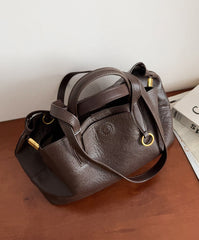 Everyday Essential Cowhide Leather Tote, Soft Full Grain Cowhide Shoulder Bag for Work & Travel