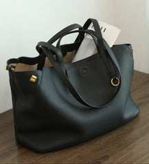 Everyday Essential Cowhide Leather Tote, Soft Full Grain Cowhide Shoulder Bag for Work & Travel