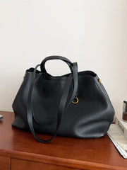 Everyday Essential Cowhide Leather Tote, Soft Full Grain Cowhide Shoulder Bag for Work & Travel