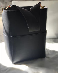 Extra Large Genuine Leather Bucket Bag, Minimalist Classic Leather Tote Bag, Fashion Designer Shoulder Bag Wide Strap, Gift For Her