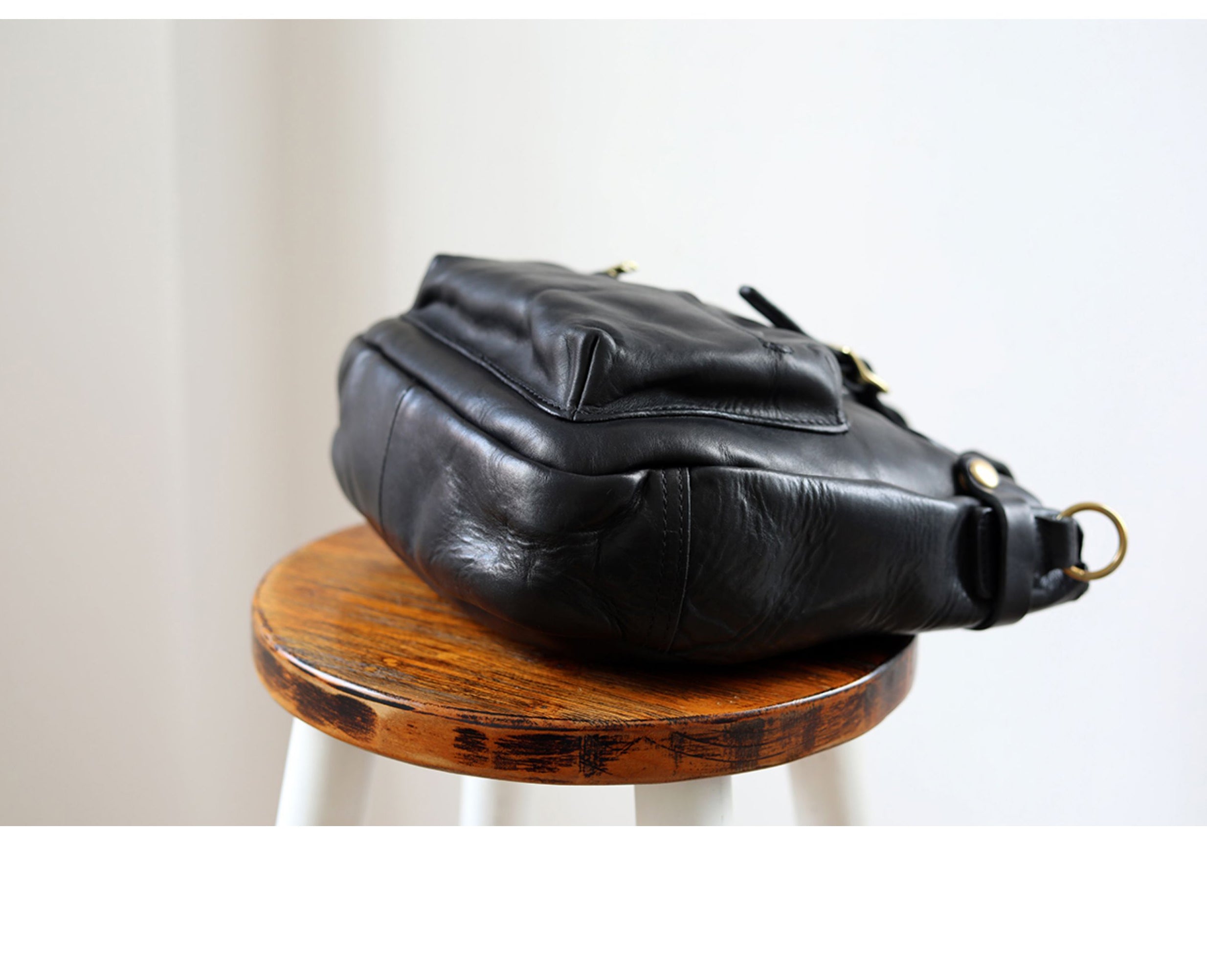 Full Grain Leather Women's Shoulder Bag, Men's Handmade Italian Tanned Grain Leather Crossbody Bag, Men's American Retro Casual Bag