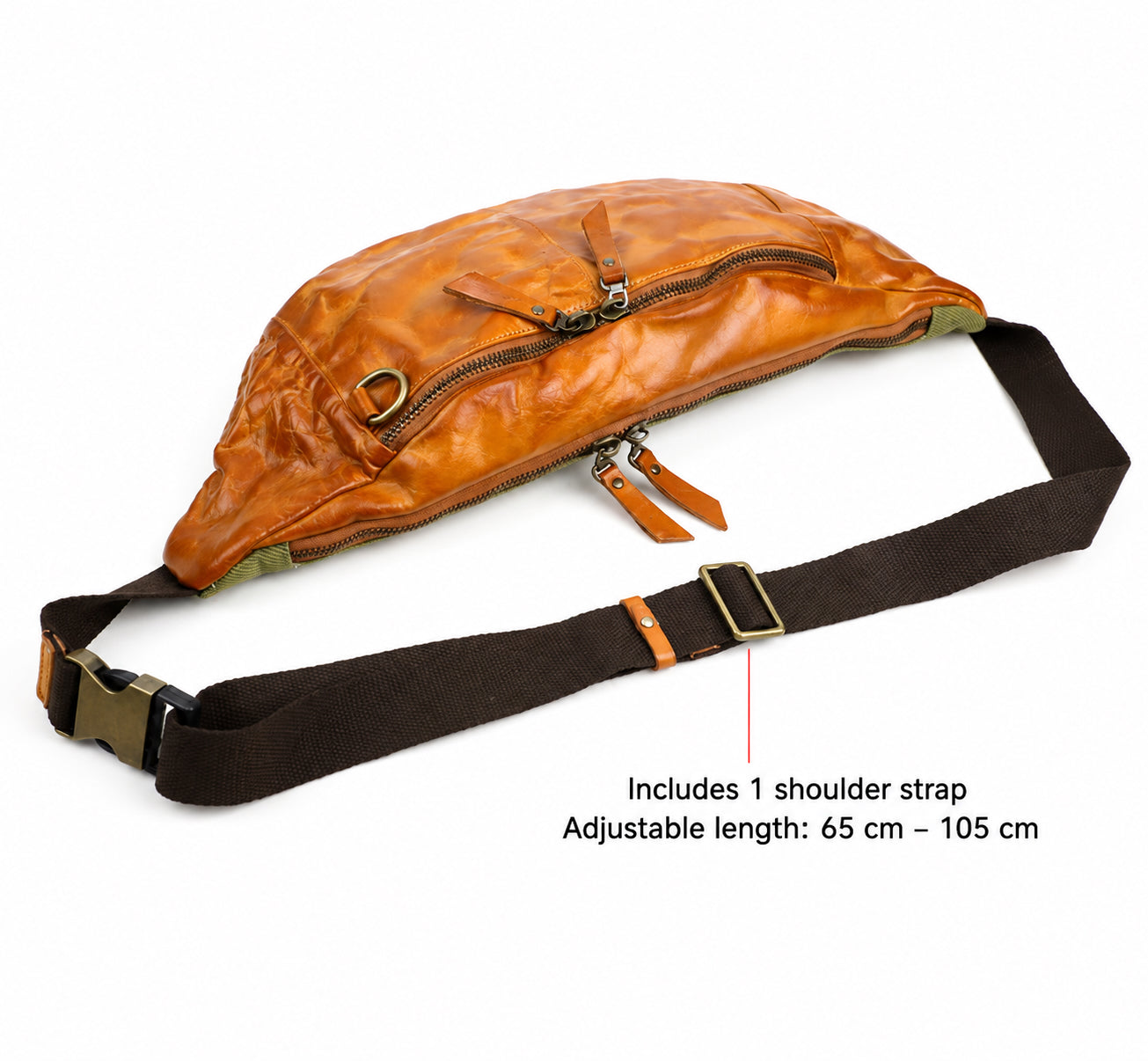 Full Grain Leather Chest Bag | Men's Distressed Crossbody Sling Bag with Phone Pocket