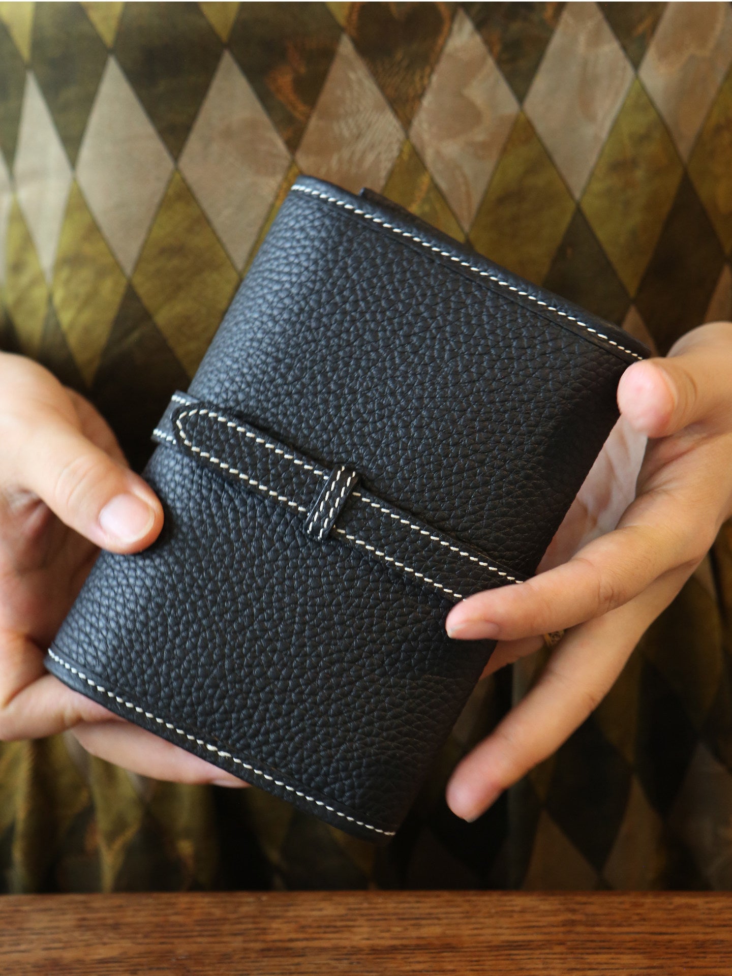 Handcrafted Full Grain Leather Jewellery Travel Organizer, Luxury Cowhide Jewellery Roll with Ring & Earring Holder, Portable Storage Case