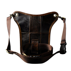 Full Grain Leather Leg Bag Foraging Pouch Leather Motorcycle Waist Bag, Male Knight Bull Head Bag, Crazy Horse Leather Bag for Men Women