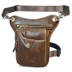 Full Grain Leather Leg Bag Foraging Pouch Leather Motorcycle Waist Bag, Male Knight Bull Head Bag, Crazy Horse Leather Bag for Men Women