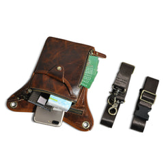 Full Grain Leather Leg Bag Foraging Pouch Leather Motorcycle Waist Bag, Male Knight Bull Head Bag, Crazy Horse Leather Bag for Men Women